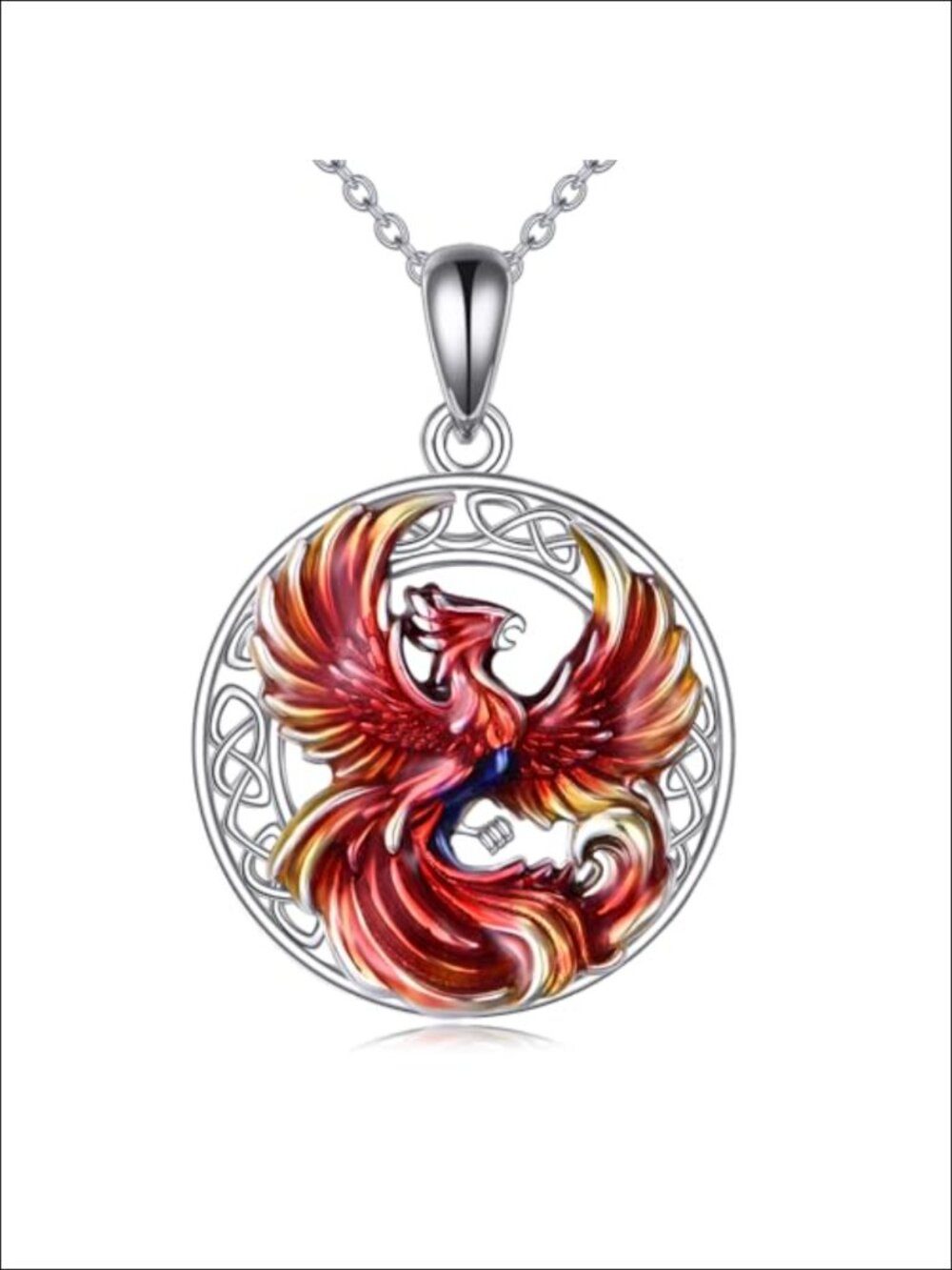 925 Sterling Silver Phoenix Pendant Necklace 20in Gift Box